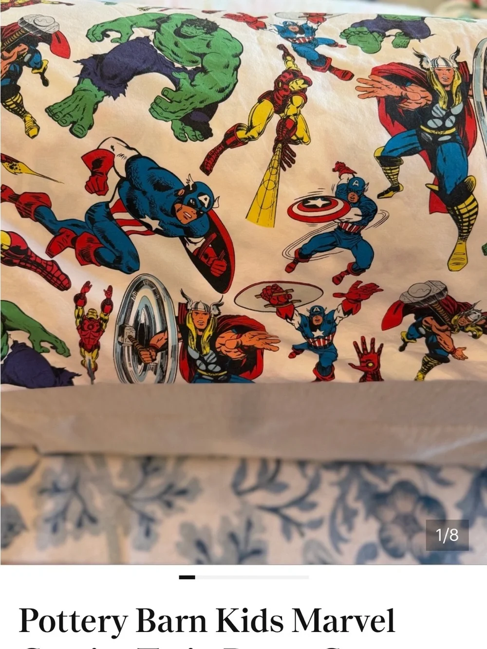 Pottery Barn Kids Marvel Comics Twin Duvet Cover Iron Man Hulk Thor Captain